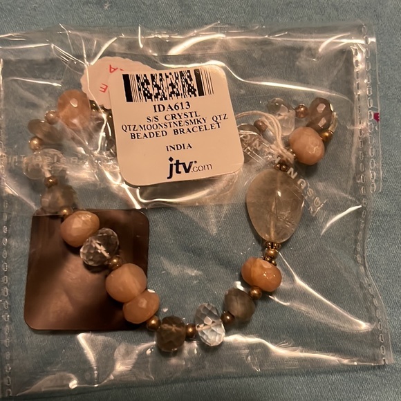 Crystal quartz moonstone smoky quartz beaded braclet - Picture 2 of 2